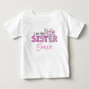 I am the Little Sister Whimsical Pink Modern Cute Baby T-Shirt
