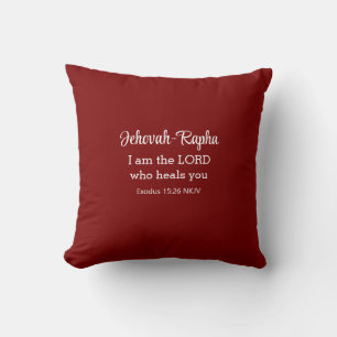 I am the Lord Who Heals You Bible Verse Deep Red Cushion