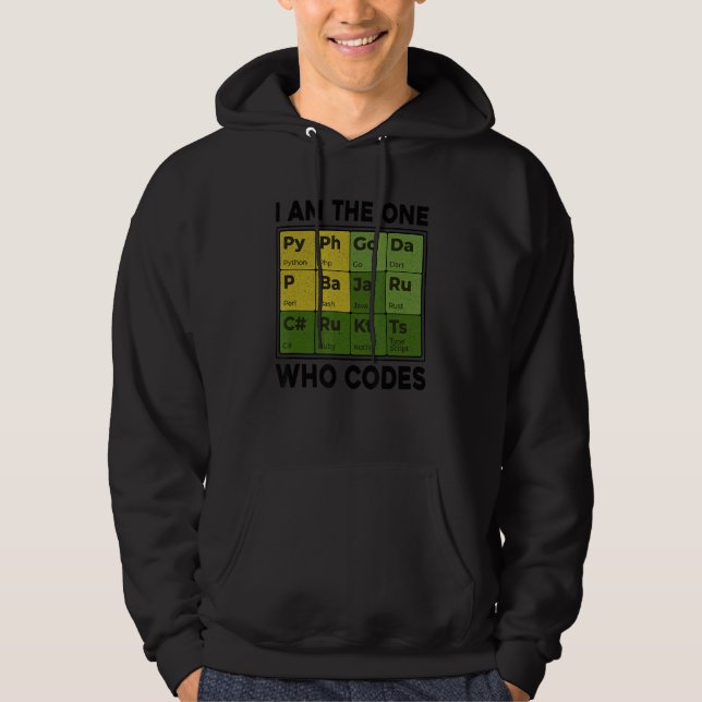 I Am The One Who Codes Programming Programmer Nerd Hoodie (Front)