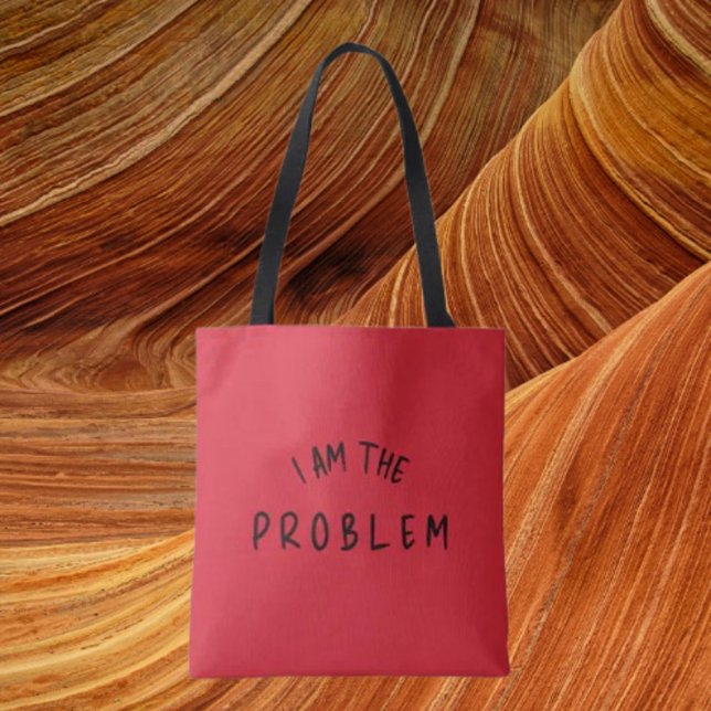 “I Am The Problem” – Two-Sided Warning Stripe Tote Bag (Creator Uploaded)