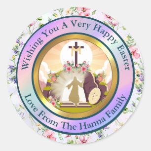 I am the resurrection and the life  classic round sticker