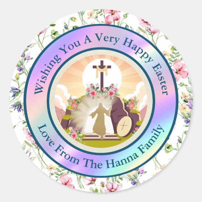 I am the resurrection and the life  classic round sticker (Front)