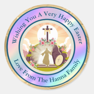I am the resurrection and the life classic round sticker