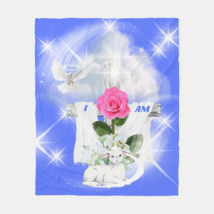 I Am The Resurrection Blue Fleece Blanket