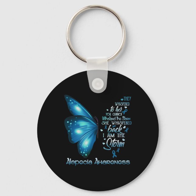 I am the storm Alopecia Awareness Butterfly  Key Ring (Front)