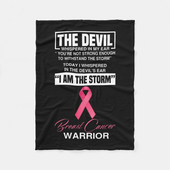 I Am The Storm Breast Cancer Awareness Pink Ribbon Fleece Blanket (Front)