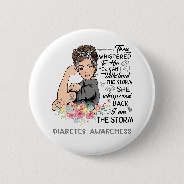 I Am The Storm DIABETES Awareness 6 Cm Round Badge (Front)