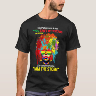 I Am The Storm Graffiti Afro Splatter Woman Black  T-Shirt