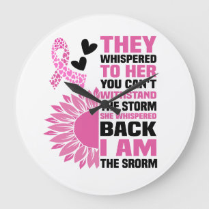 "I Am the Storm" Inspirational Pink Quote Design Large Clock