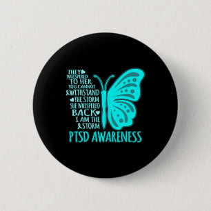 I Am The Storm Ptsd Stress Awareness Ribbon Graphi 6 Cm Round Badge