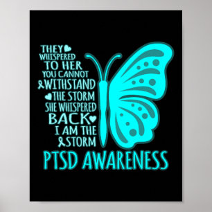I Am The Storm Ptsd Stress Awareness Ribbon Graphi Poster