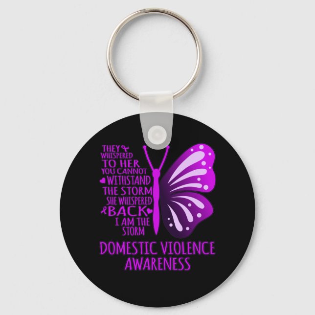 I Am The Storm Support Domestic Violence Awareness Key Ring (Front)
