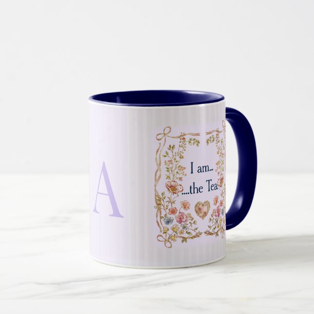 I am the Tea Inspired Coffee Mug – Lilac Monogram (Front Right)