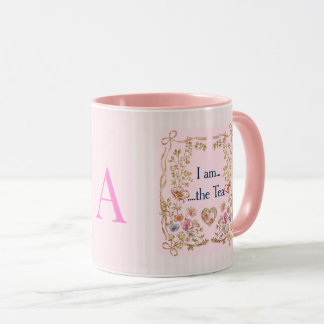 I am the Tea Inspired Coffee Mug – Pink & Monogram