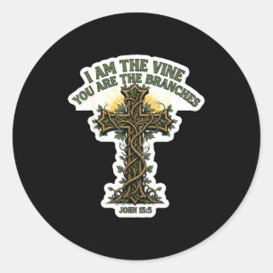 I Am The Vine You Are The Branches Christian Bible Classic Round Sticker