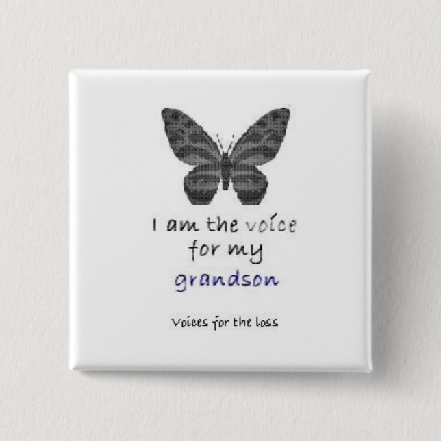 I am the Voice for my grandson blue 15 Cm Square Badge (Front)
