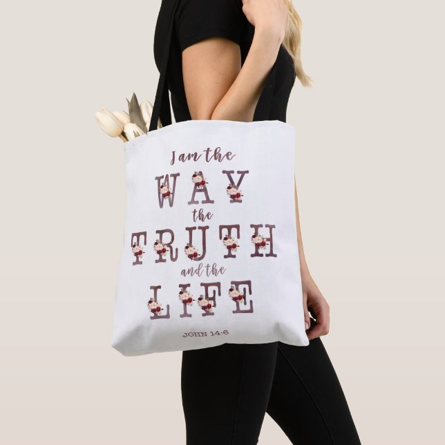 I am the Way the Truth and the Life Typography Tote Bag (Close Up)