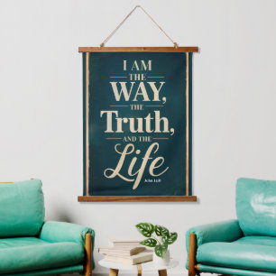 I Am the Way the Truth Life Vintage Christian Wall Hanging Tapestry