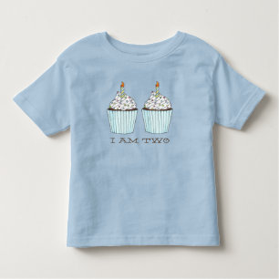 I Am Two 2 Toddler Second Birthday Cake Cupcake Toddler T-Shirt