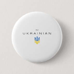 I Am Ukrainian - I Am From Ukraine Trident Flag 6 Cm Round Badge