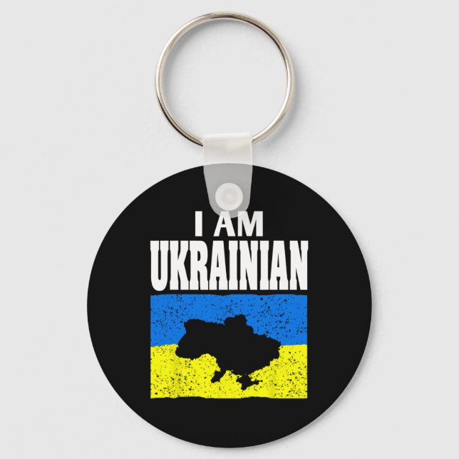 I Am Ukrainian Stand With Ukraine Support And Prid Key Ring (Front)