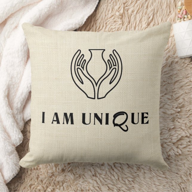 “I AM UNIQUE” Minimalist  Cushion (Blanket)