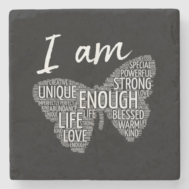 I Am Unique Strong Law of Attraction Positive Affi Stone Coaster (Front)