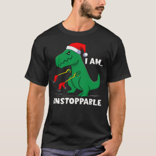 I Am Unstoppable Dinosaur Santa Hat T-Rex Dino Chr T-Shirt