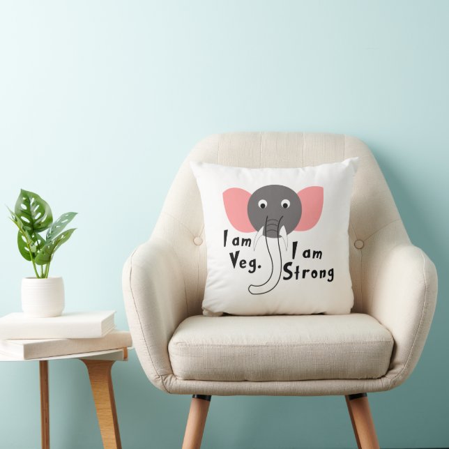 I am Veg I am Strong Baby Elephant  Cushion (Chair)