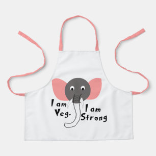 I am Veg I am Strong Elephant Animal Kids  Apron