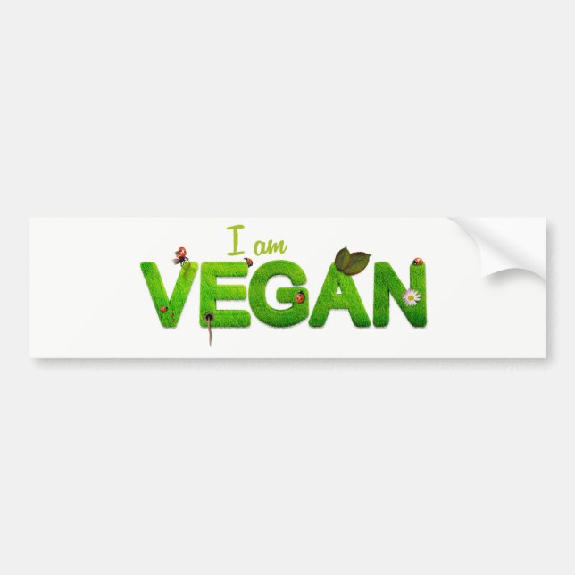 I am Vegan Bumper / Fender Sticker (Front)