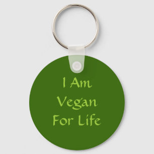 I Am Vegan For Life. Green. Slogan. Custom Key Ring