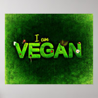 I Am Vegan Written With A Grassy Nature Texture