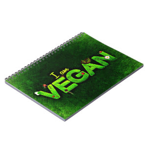 I Am Vegan Written With A Grassy Nature Texture Spiral Notebook