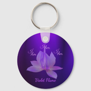 I Am Violet Flame With Lotus Key Ring