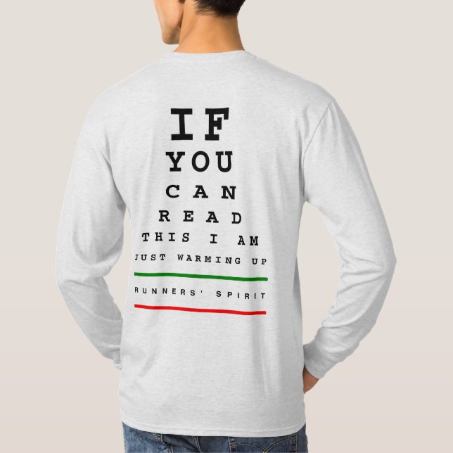 I Am Warming Up Eye Chart - LS Sport-Tek Running T-Shirt (Back)