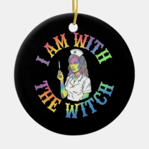 I Am With the Witch - Spooky & Mystical Halloween Ceramic Tree Decoration