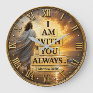 I Am With You Always Christian Matthew 28:20 Bible Large Clock