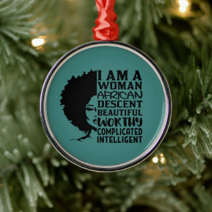 I Am Woman African Descent (Natural Hair) Metal Tree Decoration