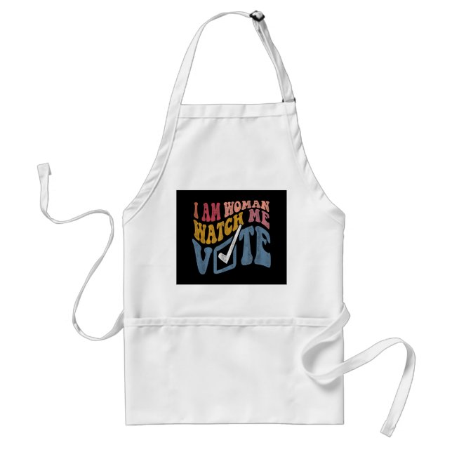 I Am Woman Watch Me Vote 2024 Blue Wave Vote Standard Apron (Front)