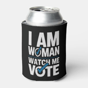 I Am Woman Watch Me Vote Vintage Can Cooler