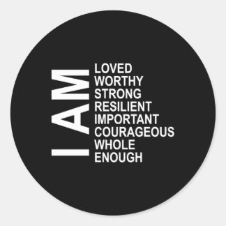 I Am Words Of Encouraget Affirmations Laws Of Attr Classic Round Sticker
