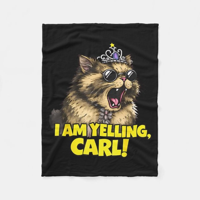 I Am Yelling Carl Funny Doughnut Cat Fleece Blanket (Front)
