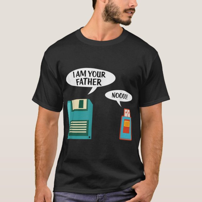 I Am Your Father USB Floppy Disc IT Computer Geek  T-Shirt (Front)