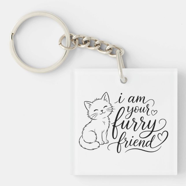 I Am Your Furry Friend Cute Pet Design Key Ring (Front)