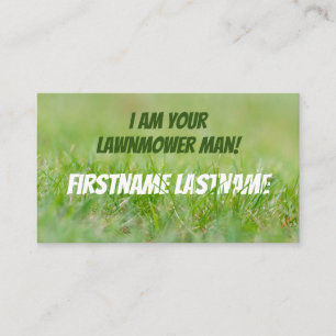 I am your lawnmower man green grass expert business card