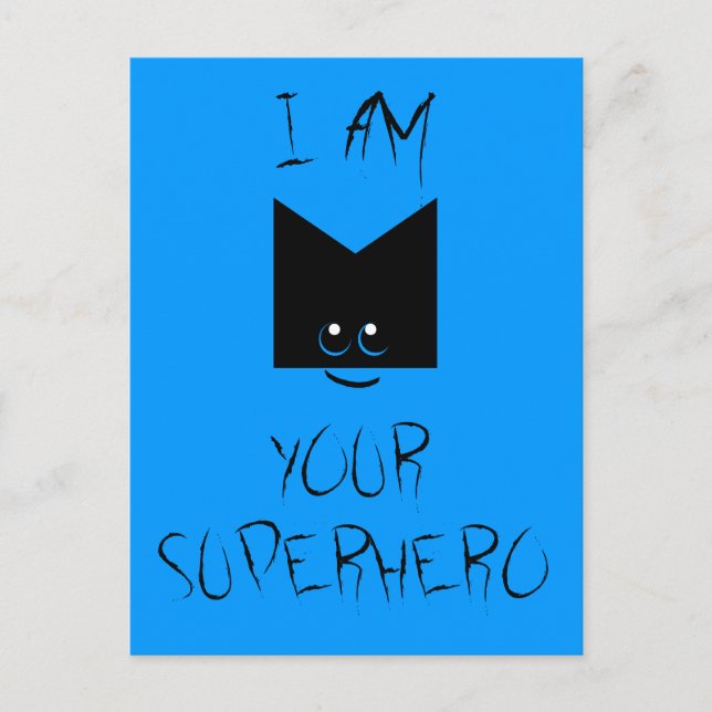 I Am Your Superhero Pop Art Postcard (Blue) (Front)