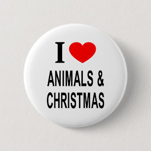 I ❤️ ANIMALS & CHRISTMAS I LOVE ANIMALS & CHRISTMA 6 CM ROUND BADGE