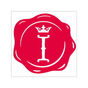 I - Antique Wax Seal Gothic Crown Initial Letter Self-inking Stamp