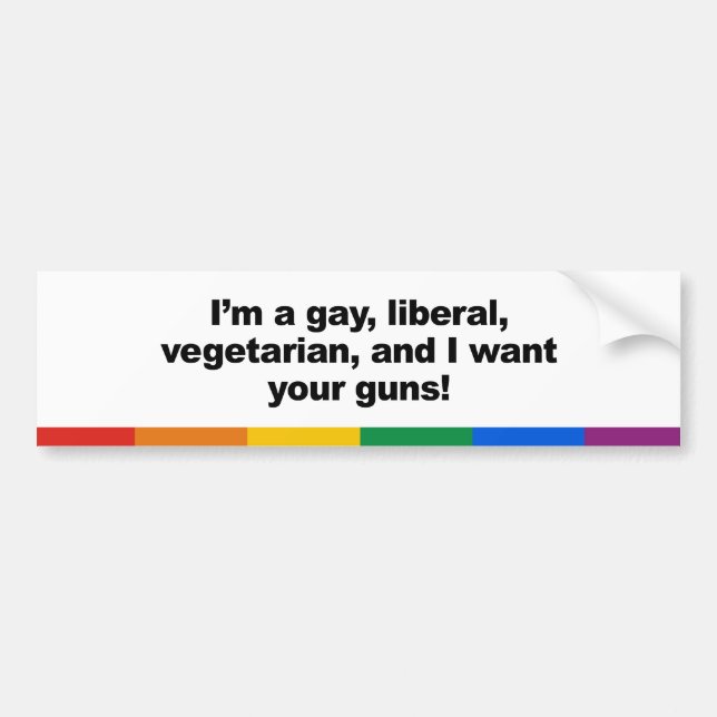 I'm a gay liberal vegaterian and I want your  Bumper Sticker (Front)